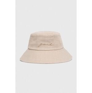 Ľanový klobúk Gant béžová farba