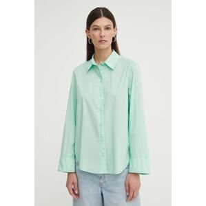 Bavlnená košeľa Marc O'Polo dámska, zelená farba, regular, s klasickým golierom, 402092142331