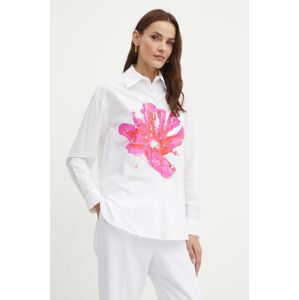 Bavlnená košeľa MAX&Co. dámska, biela farba, voľný strih, s klasickým golierom, 2416111063200