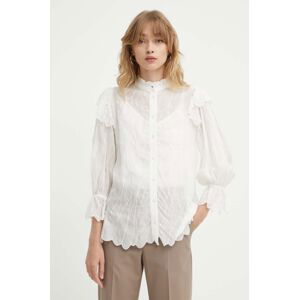 Košeľa Bruuns Bazaar CyperusBBCaro shirt dámska, biela farba, regular, so stojačikom, BBW3981