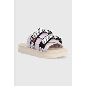 Šľapky Tommy Jeans TJW CITY HIKE SANDAL dámske, béžová farba, EN0EN02544