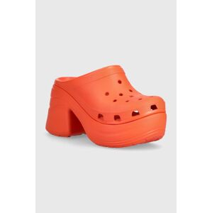 Šľapky Crocs Siren Clog dámske, oranžová farba, na podpätku, 208547