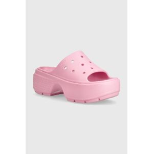 Šľapky Crocs Stomp Slide dámske, ružová farba, na platforme, 209346