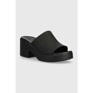 Šľapky Crocs Brooklyn Slide Heel dámske, čierna farba, na podpätku, 209408