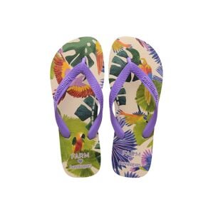 Žabky Havaianas TOP FARM PASSAROS dámske, fialová farba, na plochom podpätku, 4149555.3503