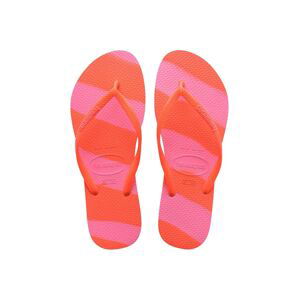 Žabky Havaianas SLIM COLOR FUN dámske, oranžová farba, na plochom podpätku, 4149323.5572