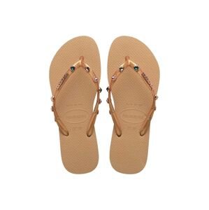 Žabky Havaianas SLIM LUXURY dámske, zlatá farba, na plochom podpätku, 4149285.0570