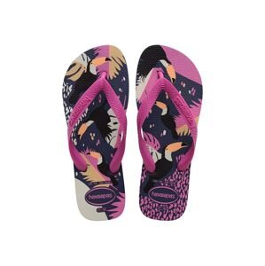 Žabky Havaianas TOP TROPICAL VIBES dámske, tmavomodrá farba, na plochom podpätku, 4148656.0555