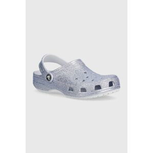 Detské šľapky Crocs Classic Glitter Clog fialová farba