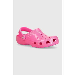 Detské šľapky Crocs Classic Neon Highlighter Cg ružová farba