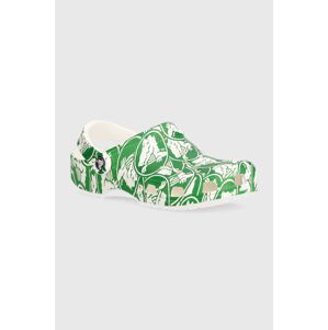 Detské šľapky Crocs Classic Duke Print Clog zelená farba