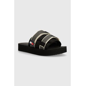 Šľapky Tommy Jeans TJM SANDAL CASUAL pánske, čierna farba, EM0EM01389