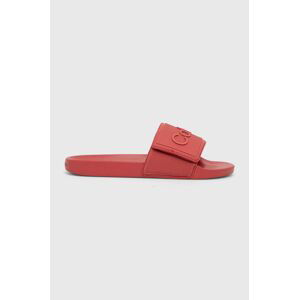 Šľapky Calvin Klein ADJ POOL SLIDE TPU pánske, červená farba, HM0HM01437
