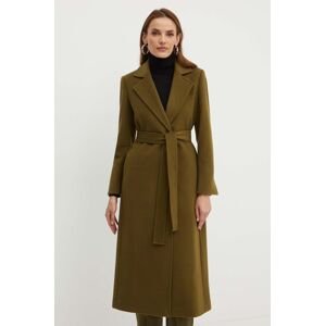 Vlnený kabát MAX&Co. zelená farba, prechodný, bez zapínania, 2416011011200