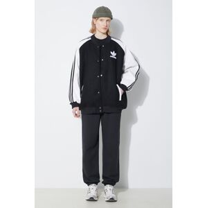 Bunda adidas Originals SST Oversize VRCT dámska, čierna farba, prechodná, oversize, IR5519