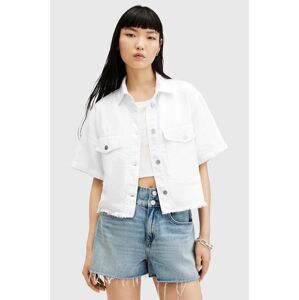 Rifľová bunda AllSaints TOVE SS DENIM SHIRT biela farba, prechodná, W113PA