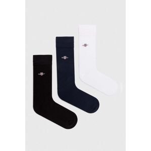 Ponožky Gant 3-pak pánske, čierna farba