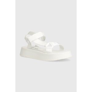 Sandále Calvin Klein Jeans SANDAL VELCRO WEBBING DC dámske, biela farba, na platforme, YW0YW01353,