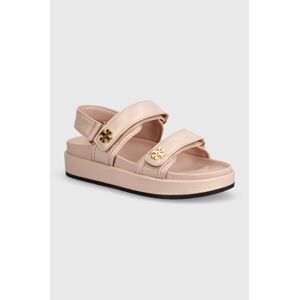 Kožené sandále Tory Burch Kira Sport Sandal dámske, ružová farba, na platforme, 144328.652