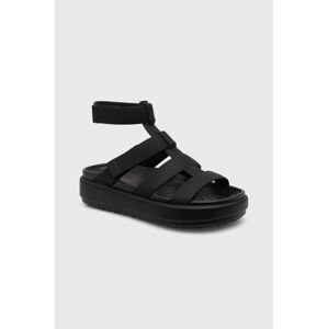 Sandále Crocs Brooklyn Luxe Gladiator dámske, čierna farba, na platforme, 209557