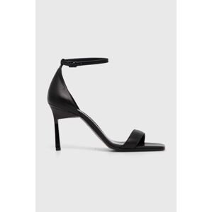 Kožené sandále Calvin Klein HEEL SANDAL 90 LTH čierna farba, HW0HW01944