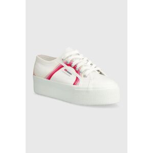 Tenisky Superga 2790 ROUND STRIPES dámske, biela farba, S4128TW