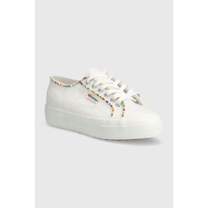 Tenisky Superga 2740 MULTICOLOR BEADS dámske, biela farba, S4131FW