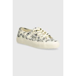 Tenisky Superga 2750 SKETCHED FLOWERS dámske, béžová farba, S6122NW