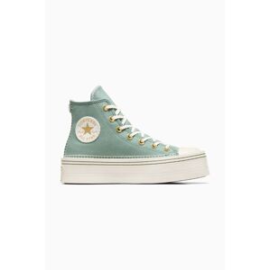 Tenisky Converse Chuck Taylor All Star Modern Lift dámske, zelená farba, A07547C