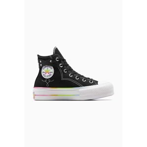 Tenisky Converse Chuck Taylor All Star Lift Hi Pride dámske, čierna farba, A10218C