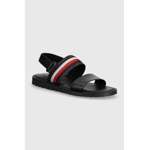 Sandále Tommy Hilfiger CORE LTH STRAPPY SANDAL pánske, čierna farba, FM0FM05009