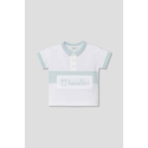 Detská bavlnená polokošeľa United Colors of Benetton biela farba, vzorovaný