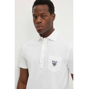 Bavlnené polo tričko Polo Ralph Lauren biela farba, s nášivkou, 710952180