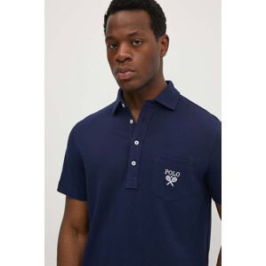 Bavlnené polo tričko Polo Ralph Lauren tmavomodrá farba, s nášivkou, 710952180