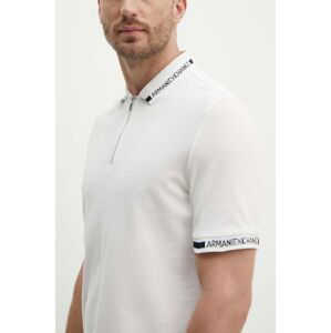 Bavlnené polo tričko Armani Exchange biela farba, jednofarebný