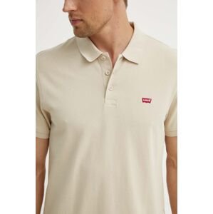 Bavlnené polo tričko Levi's béžová farba, jednofarebný