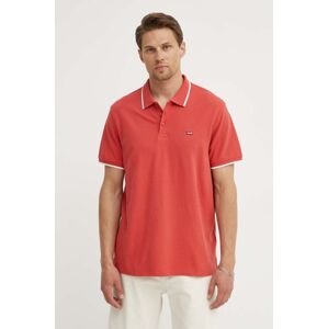 Bavlnené polo tričko Levi's červená farba, jednofarebný