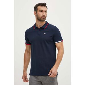 Bavlnené polo tričko Tommy Jeans tmavomodrá farba, jednofarebné, DM0DM12963