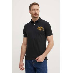Bavlnené polo tričko Polo Ralph Lauren čierna farba, s nášivkou, 710926121