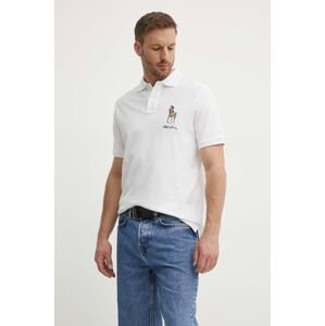 Bavlnené polo tričko Polo Ralph Lauren biela farba, s nášivkou, 710926413