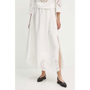 Bavlnená sukňa Sisley biela farba, maxi, áčkový strih