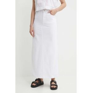 Rifľová sukňa Gestuz biela farba, maxi, rovný strih, 10909059