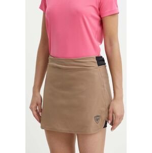 Športová sukňa Rossignol hnedá farba, mini, rovný strih, RLMWP41