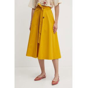 Bavlnená sukňa Weekend Max Mara žltá farba, midi, áčkový strih, 2415101023600