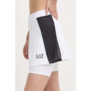 Športová sukňa EA7 Emporio Armani biela farba, mini, áčkový strih