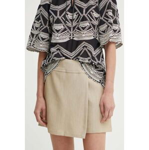 Sukňo-šortky Bruuns Bazaar CindySusBBElica skirt/shorts béžová farba, jednofarebné, vysoký pás, BBW4024