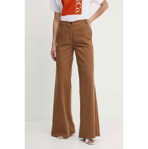 Bavlnené nohavice MAX&Co. hnedá farba, široké, vysoký pás, 2416131062200