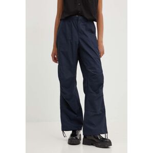 Bavlnené nohavice Dickies FISHERSVILLE PANT W tmavomodrá farba, široké, vysoký pás, DK0A4YV4