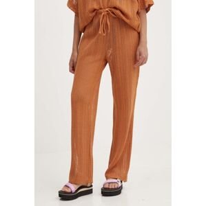 Nohavice Billabong LARGO dámske, oranžová farba, rovné, vysoký pás, ABJX600226