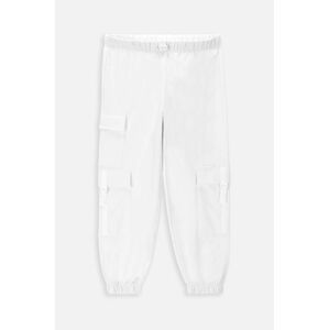 Detské bavlnené nohavice Coccodrillo biela farba, jednofarebné